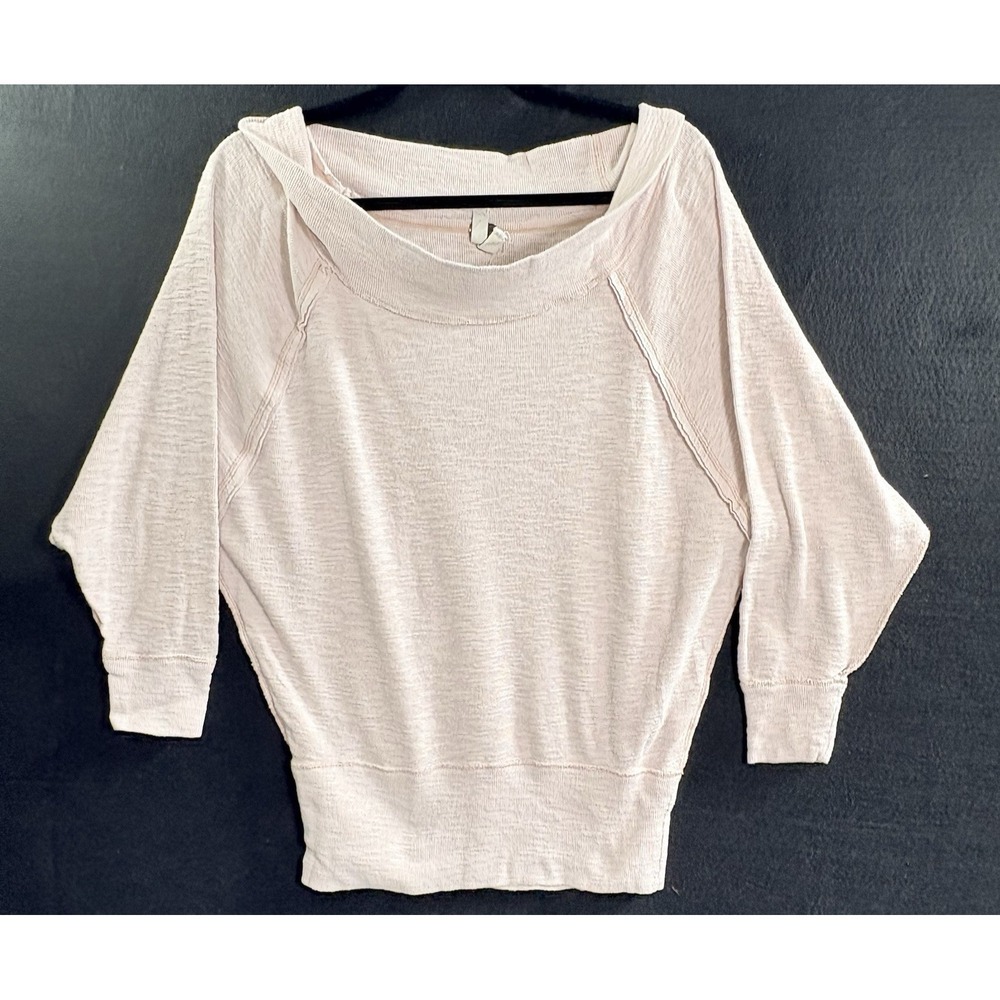We‎ The Free Women Palisades Off Shoulder Pullover Oversized Sweater Sz S Pink